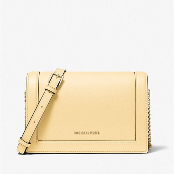 Michael Kors Jet Set Large Saffiano Leather Brown Crossbody Bag - Buttercup - Picture 3 of 6